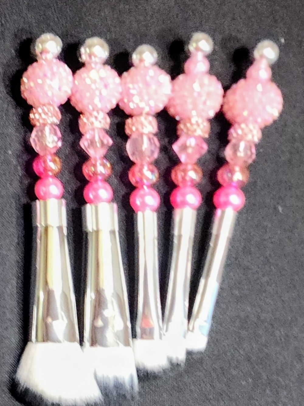 Sparkling Pink Beaded Makeup Brush Set - Women's Cosmetic Brushes